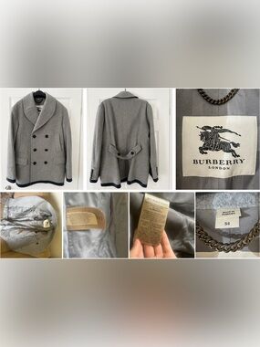 Burberry Gray Double-Breasted Wool Peacoat